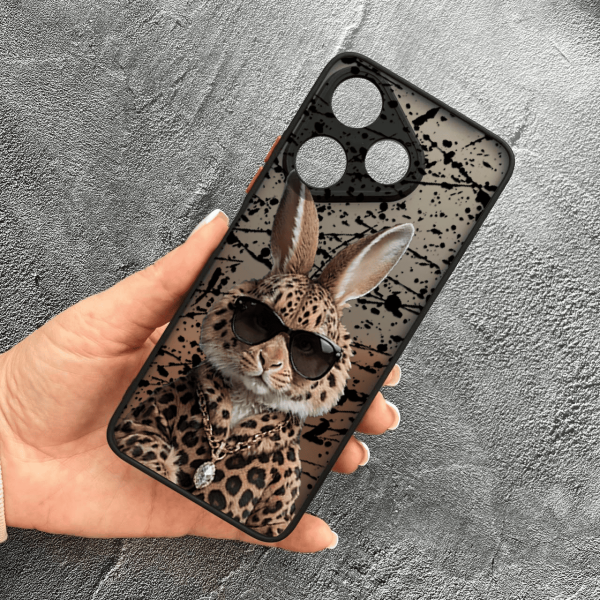 Чохол для Xiaomi Redmi 13 4G / Poco M6 4G з захистом камери з зайцем у леопарді