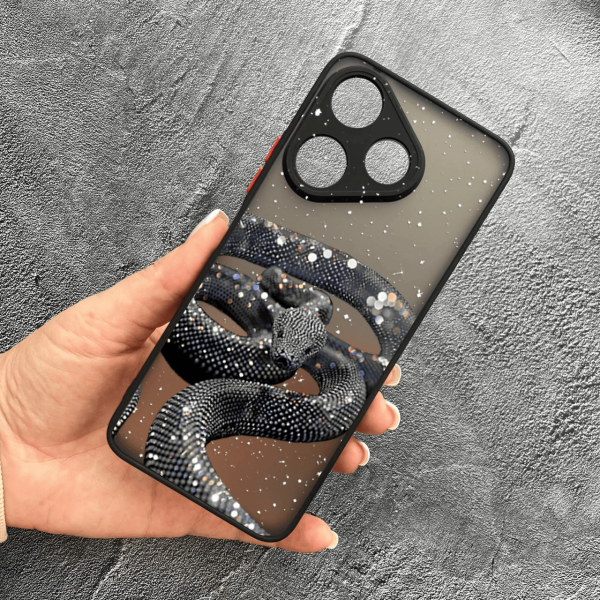 Чохол для Xiaomi Redmi 13 4G / Poco M6 4G з захистом камери зі змією з блискітками 