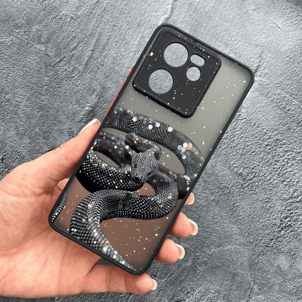 Чохол для Xiaomi 13T / 13T Pro з захистом камери зі змією з блискітками