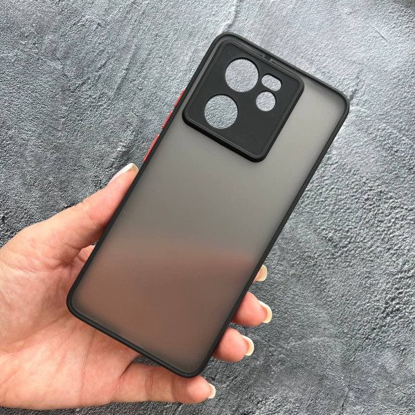 Чехол для Xiaomi 13T / 13T Pro матовый пластик с защитой камеры без принта черный бортик