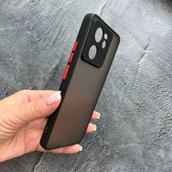 Чехол для Xiaomi 13T / 13T Pro матовый пластик с защитой камеры без принта черный бортик