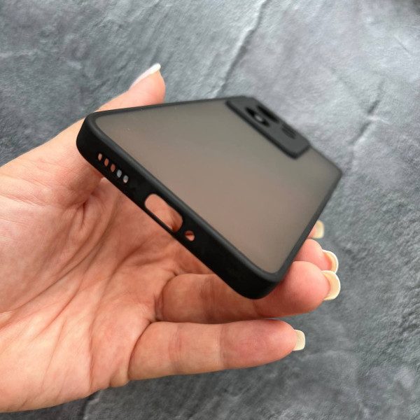 Чехол для Xiaomi 13T / 13T Pro матовый пластик с защитой камеры без принта черный бортик