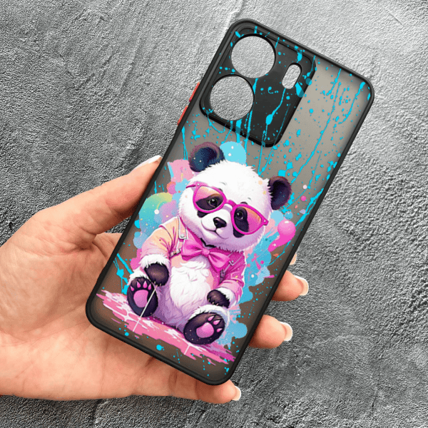 Чохол для Xiaomi Redmi 13C 4G / Poco C65 з захистом камери з пандою в окулярах