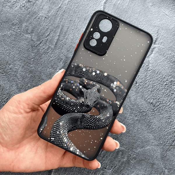 Чохол для Xiaomi Redmi Note 12S з захистом камери зі змією з блискітками