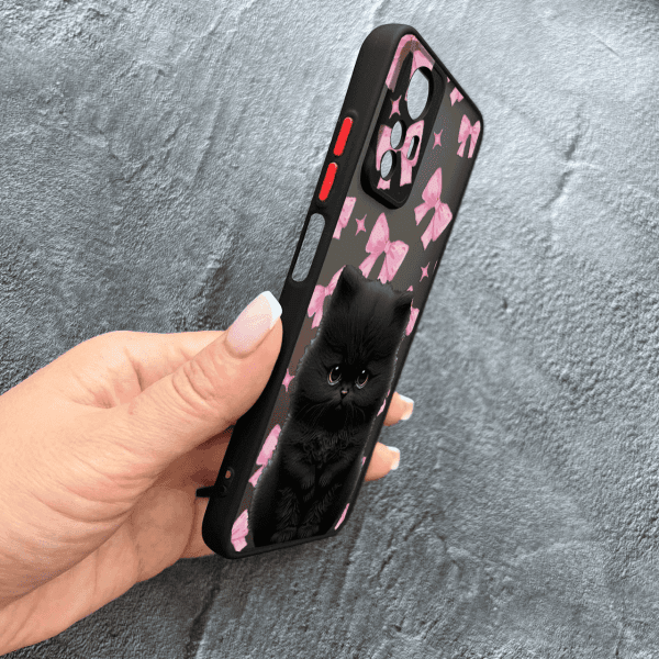 Чохол для Xiaomi Redmi Note 12S дитячий з захистом камери з котиком та бантиками