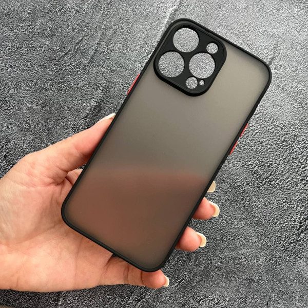 Чехол для iPhone 15 Pro Max матовый пластик без принта черный бортик