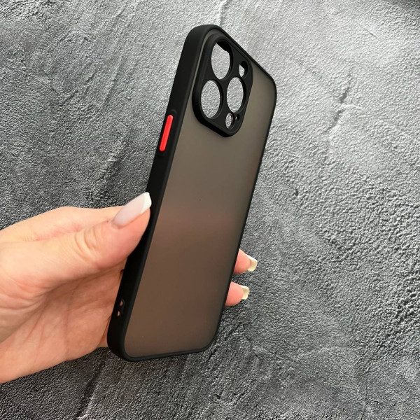 Чехол для iPhone 15 Pro Max матовый пластик без принта черный бортик