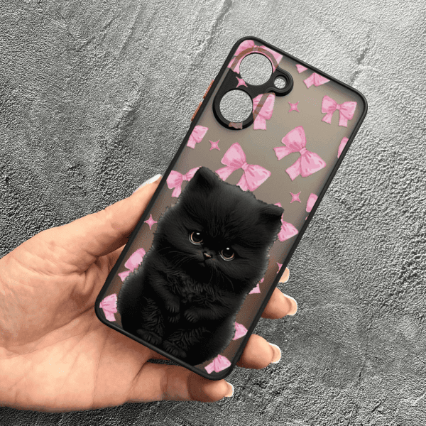 Чохол для Realme 10 дитячий з захистом камери з котиком та бантиками