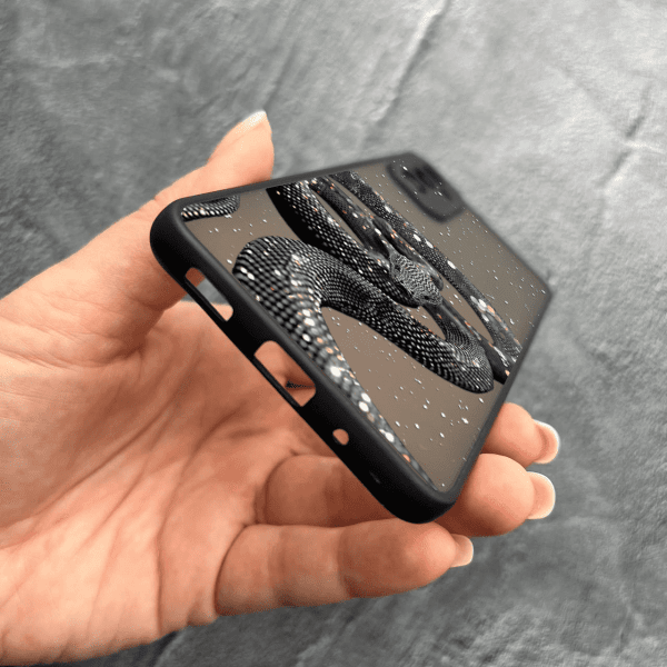 Чехол для Samsung Galaxy M52 / M52 5G с защитой камеры со змеей с блестками