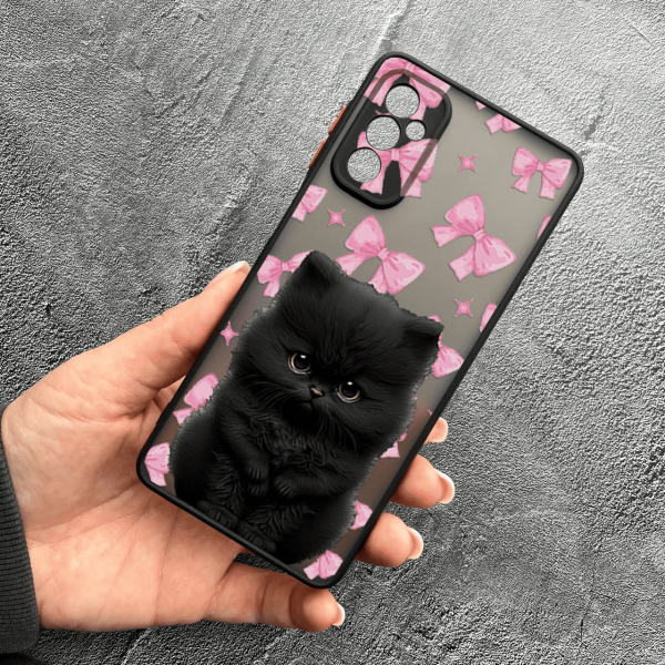 Чохол для Samsung Galaxy M52 / M52 5G дитячий з захистом камери з котиком та бантиками