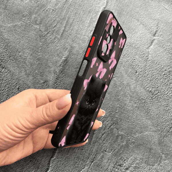 Чехол для Xiaomi 11T / 11T Pro с защитой камеры детский с котиком и бантиками