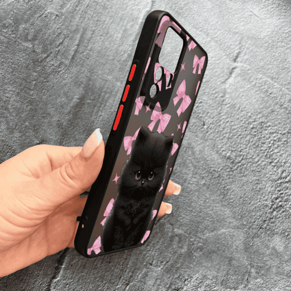 Чехол для Xiaomi 12T / Xiaomi 12T Pro с защитой детский камеры с котиком и бантиками