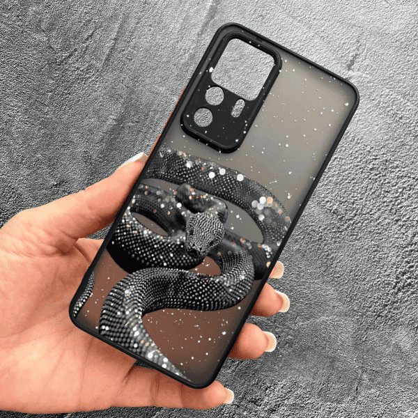 Чохол для Xiaomi 12T / Xiaomi 12T Pro з захистом камери зі змією з блискітками