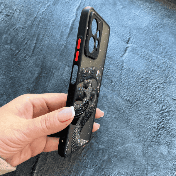 Чохол для Xiaomi Redmi Note 12 4G з захистом камери зі змією з блискітками