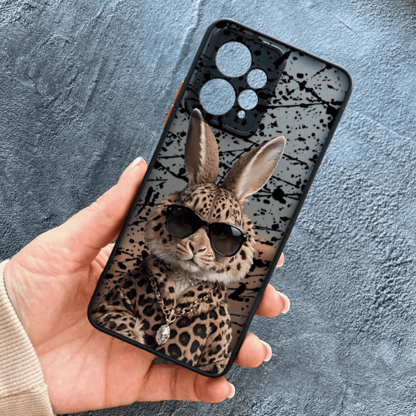 Чохол для Xiaomi Redmi Note 12 4G з захистом камери з зайцем у леопарді