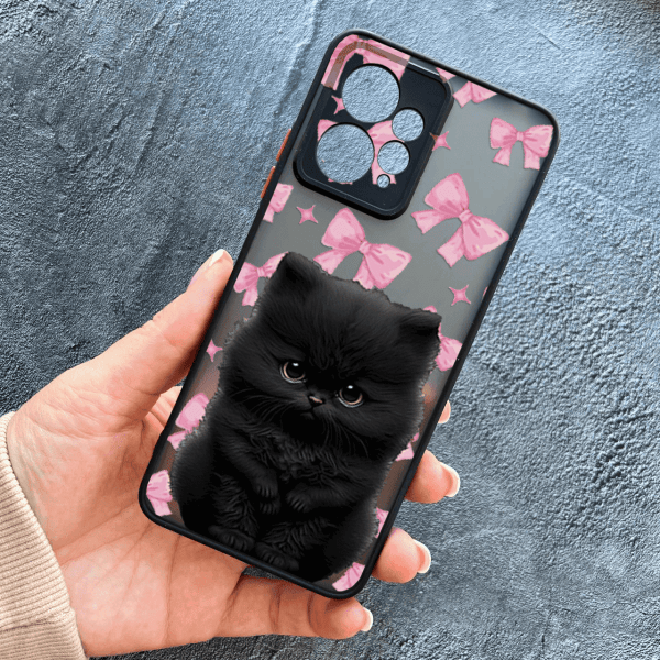 Чохол для Xiaomi Redmi Note 12 4G з захистом камери дитячий з котиком та бантиками