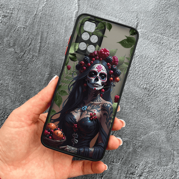 Чохол для Xiaomi Redmi Note 11 Pro Plus 5G з захистом камери дівчина Санта-Муерте та листями