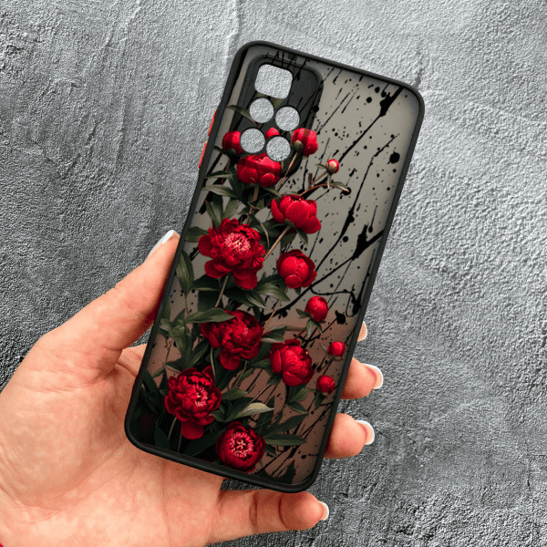 Чехол для Xiaomi Redmi Note 11 Pro Plus 5G с защитой камеры с цветами красные пионы маленькие