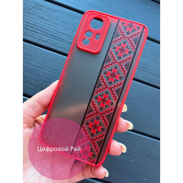 Чохол для Xiaomi 12 / 12x / 12s з захистом камери з вишиванкою Київщина з червоним бортиком