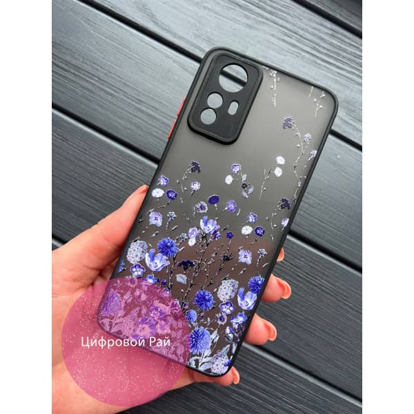 Чехол для Xiaomi 12 / 12x / 12s с защитой камеры с синими цветочками