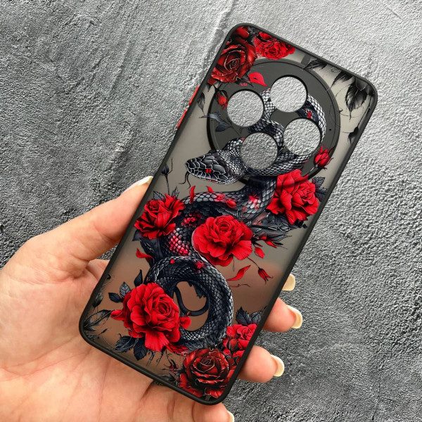 Чохол для Xiaomi Redmi 14C / Xiaomi Poco C75 з захистом камери з змією в квітах