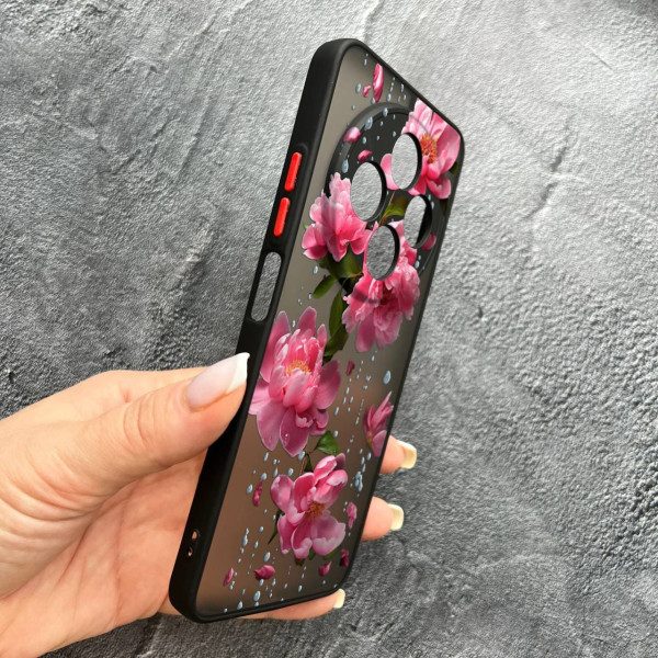 Чохол для Xiaomi Redmi 14C / Xiaomi Poco C75 з захистом камери з квітами та дощем