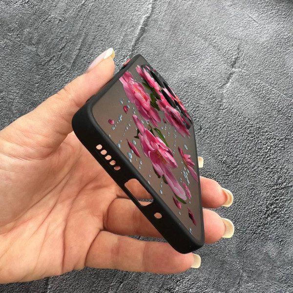 Чехол для Xiaomi Redmi 14C / Xiaomi Poco C75 с защитой камеры с цветами и дождем