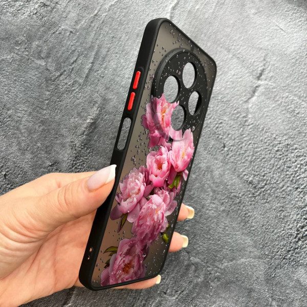 Чохол для Xiaomi Redmi 14C / Xiaomi Poco C75 з захистом камери з квітами та краплями