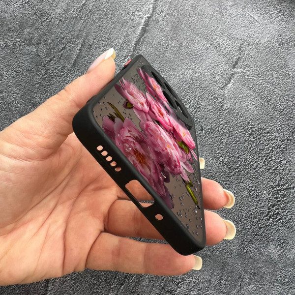 Чехол для Xiaomi Redmi 14C / Xiaomi Poco C75 с защитой камеры с цветами и каплями