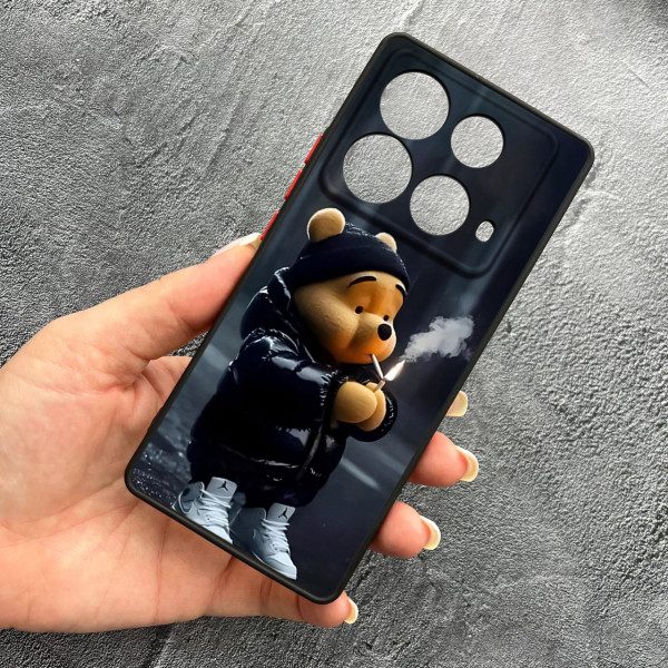 Чехол для Infinix Note 40 4G с защитой камеры с мишкой Винни