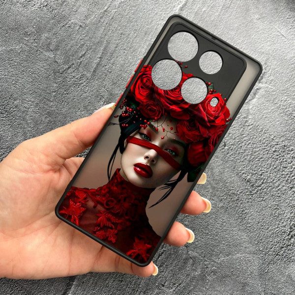 Чехол для Infinix Note 40 4G с защитой камеры с девочкой и лентой