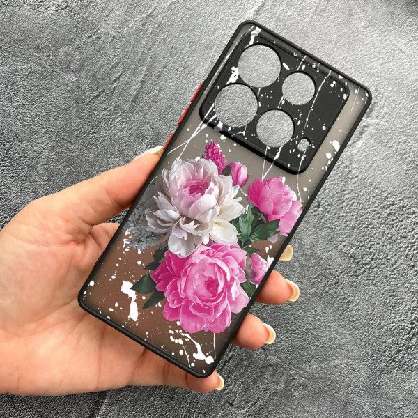 Чехол для Infinix Note 40 4G с защитой камеры с цветами пионы классические