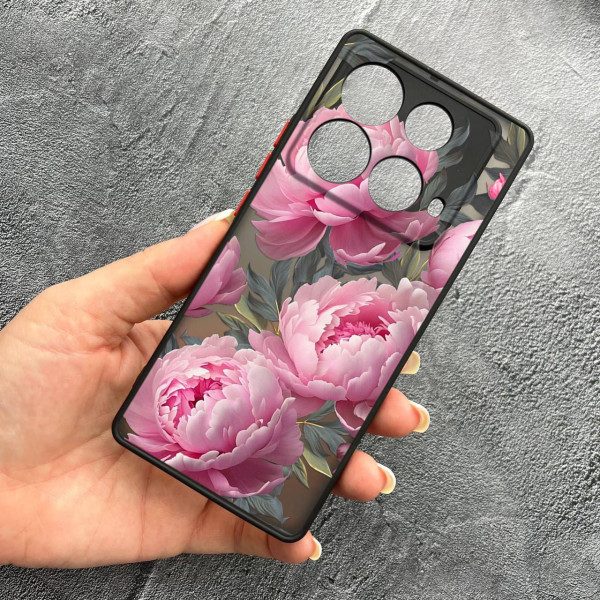 Чехол для Infinix Note 40 4G с защитой камеры с цветами пионами крупными