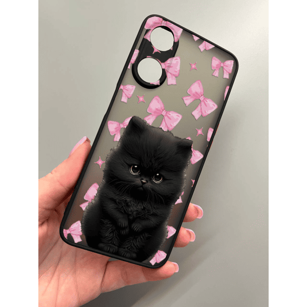 Чехол для Oppo A38 / A18 с защитой камеры детский с котиком и бантиками