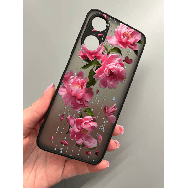 Чехол для Oppo A38 / A18 с защитой камеры с цветами и дождем