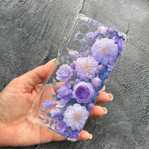 Чохол для Xiaomi 11T / 11T Pro з захистом камери з квітами бузкові півонії ніжні протиударний прозорий силіконовий чохол