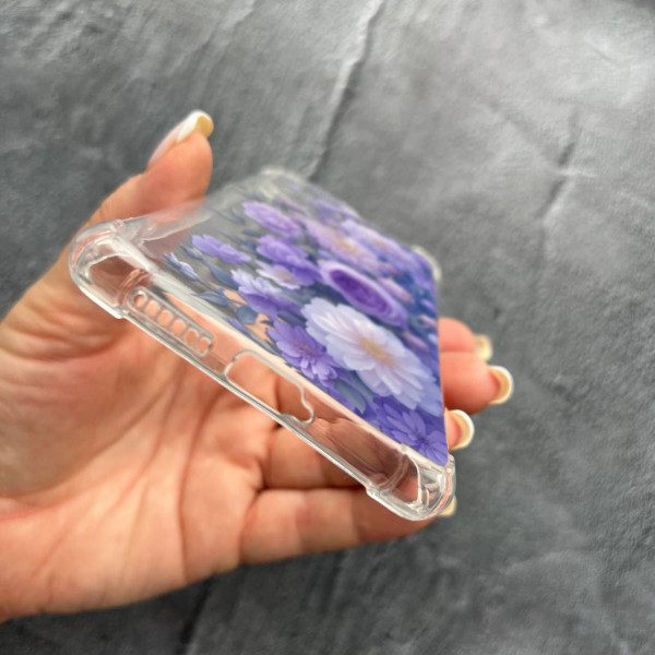 Чехол для Xiaomi 11T / 11T Pro с защитой камеры с цветами лавандовые пионы нежные противоударный прозрачный силиконовый чехол