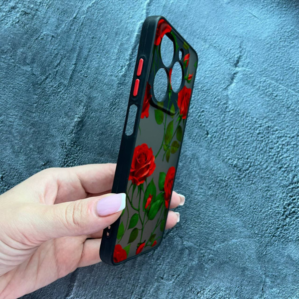 Чохол для Infinix Hot 40 / Hot 40 Pro з захистом камери з квітами червоні троянди