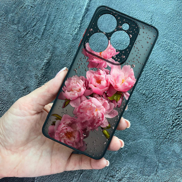 Чохол для Infinix Hot 40 / Hot 40 Pro з захистом камери з квітами та краплями