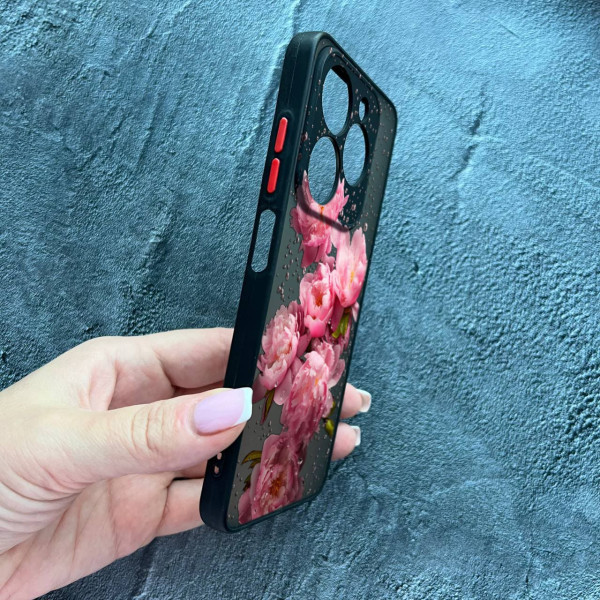Чохол для Infinix Hot 40 / Hot 40 Pro з захистом камери з квітами та краплями