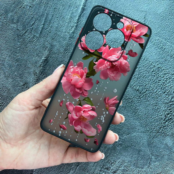 Чохол для Infinix Hot 40 / Hot 40 Pro з захистом камери з квітами та дощем