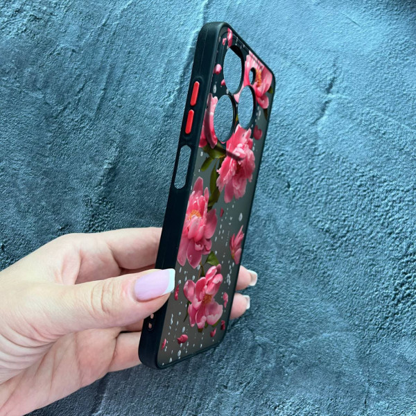 Чохол для Infinix Hot 40 / Hot 40 Pro з захистом камери з квітами та дощем