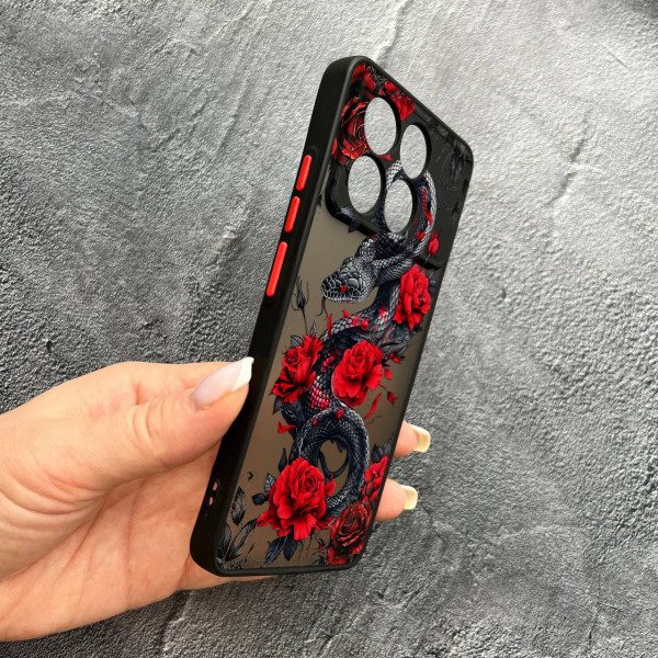 Чохол для Xiaomi Poco X6 Pro 5G з захистом камери з змією в квітах