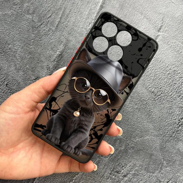 Чехол для Xiaomi Poco X6 Pro 5G с защитой камеры с котом в шляпе