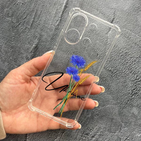 Чехол для Xiaomi Redmi Note 13 4G с защитой камеры патриотический с волошкой противоударный прозрачный силиконовый чехол