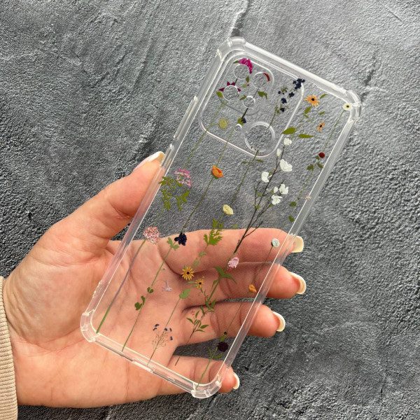 Чохол для Xiaomi Redmi 10С / Xiaomi Poco C40 з захистом камери з квітами ліани протиударний прозорий силіконовий чохол