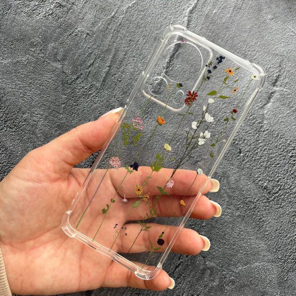Чохол для Xiaomi 13 Lite з захистом камери з квітами ліани протиударний прозорий силіконовий чохол