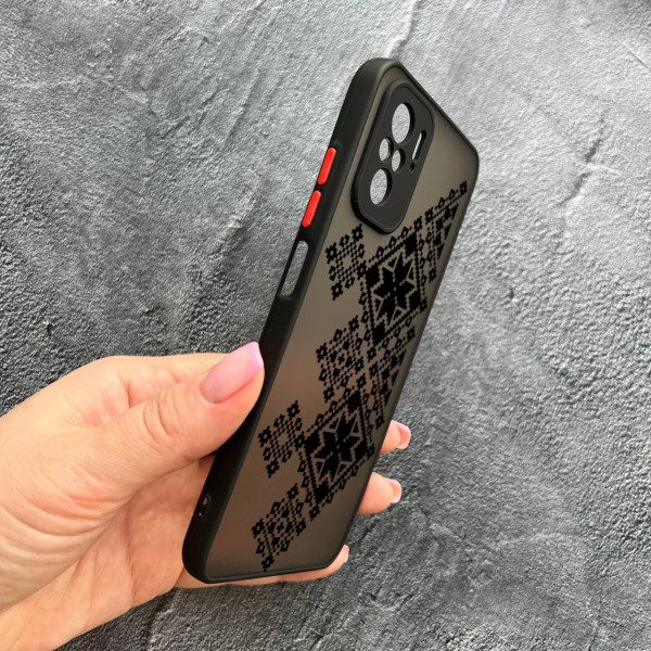 Чохол для Xiaomi Redmi Note 10 4G / Note 10s / Xiaomi Poco M5s з захистом камери з вишиванкою чорна українська
