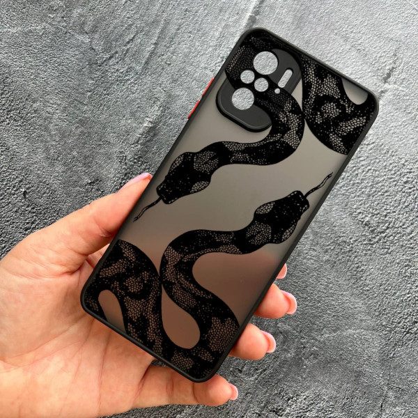 Чохол для Xiaomi Redmi Note 10 4G / Note 10s / Xiaomi Poco M5s з захистом камери з чорною змією