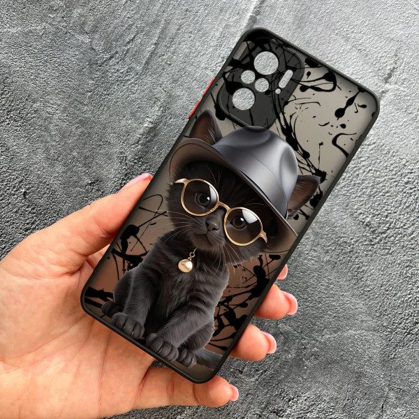 Чехол для Xiaomi Redmi Note 10 4G / Note 10s / Xiaomi Poco M5s с защитой камеры с котом в шляпе